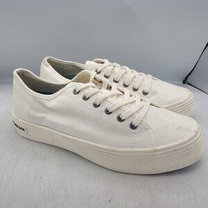 Seavees Monterey Sneaker Platform Womens 9 White Bleach Cotton Canvas Casual